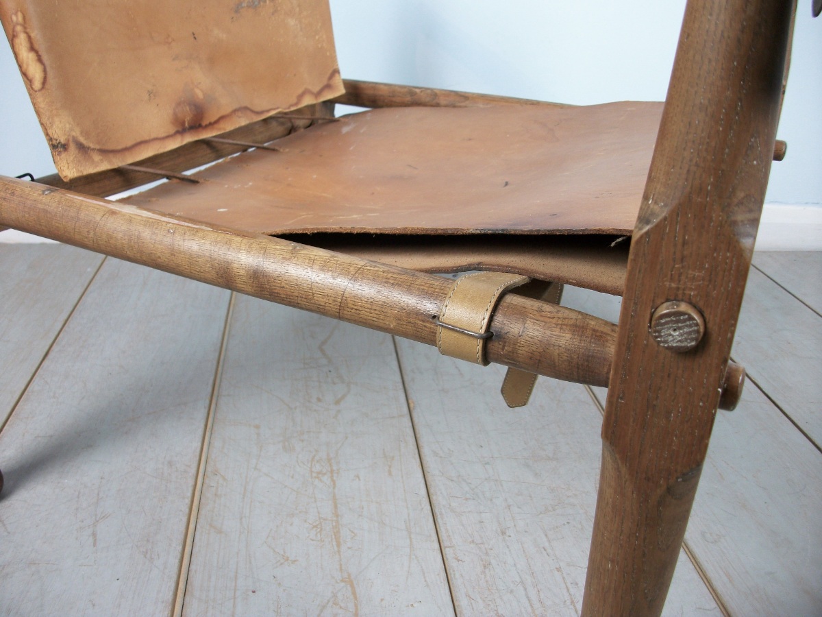 English Oak Military Roorkhee Campaign Chair